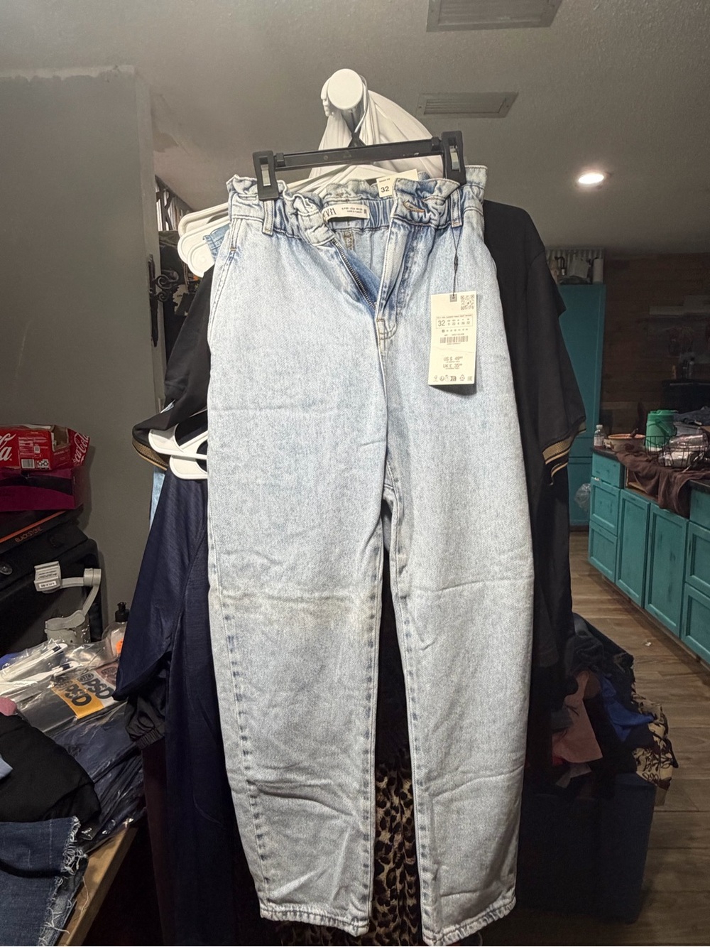 Zara High-Rise Paperbag Light Wash Women’s Jeans